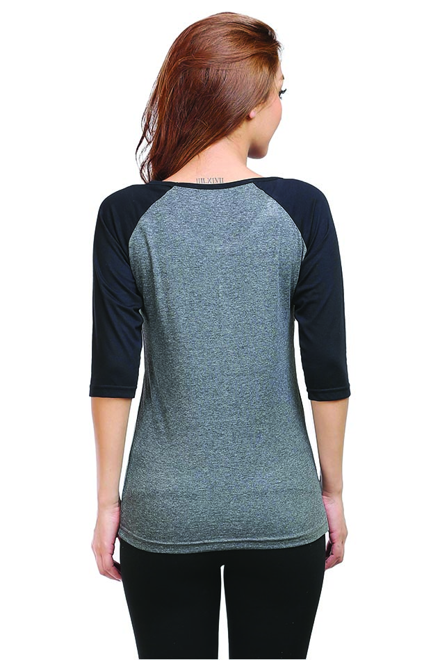 Raglan Tee for Women | Grey | Tootypop| rear view | Raglan Tee for Women