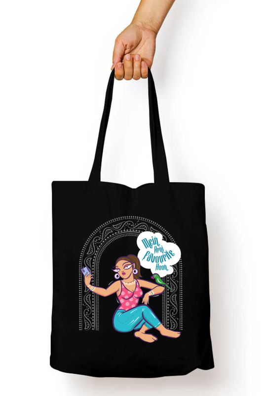 Jamini Roy-inspired tote bag Black