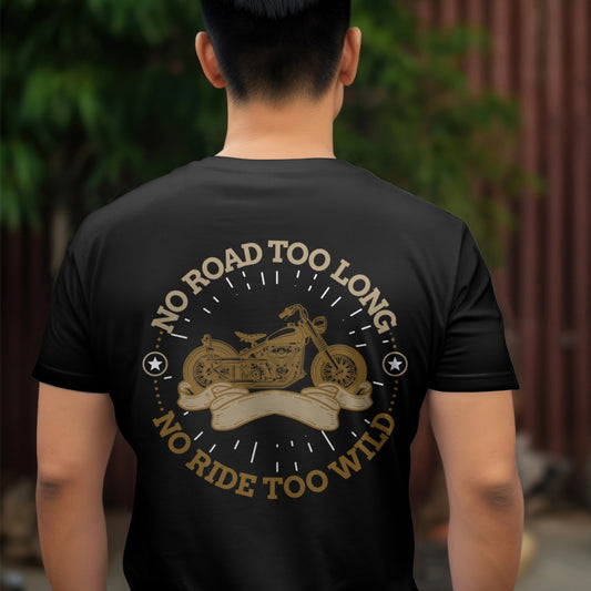 Model's Rear view of Biker’s T-Shirt