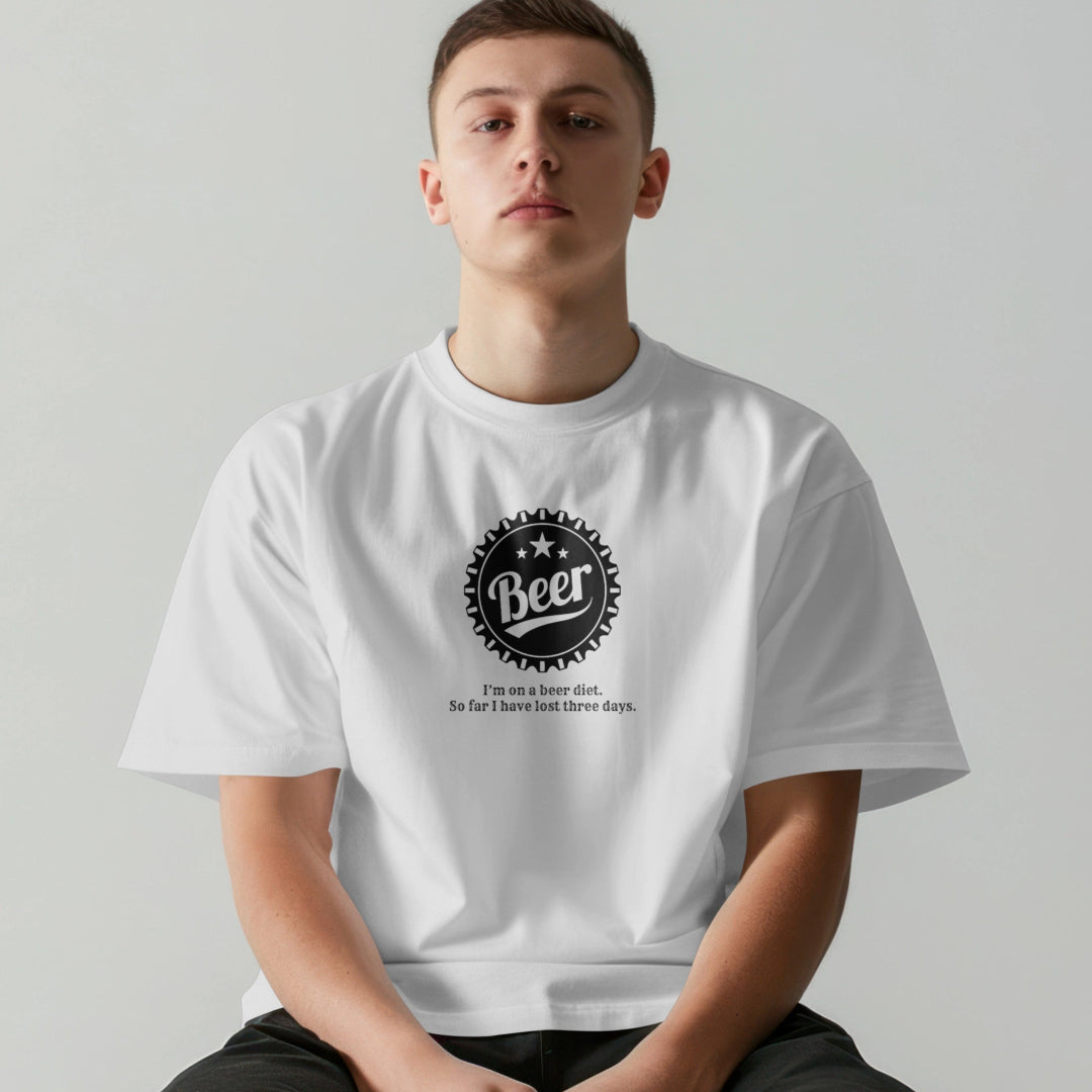 White Beer Lover’s Oversized T-Shirt – Funny Drinking Tee - Tootypop