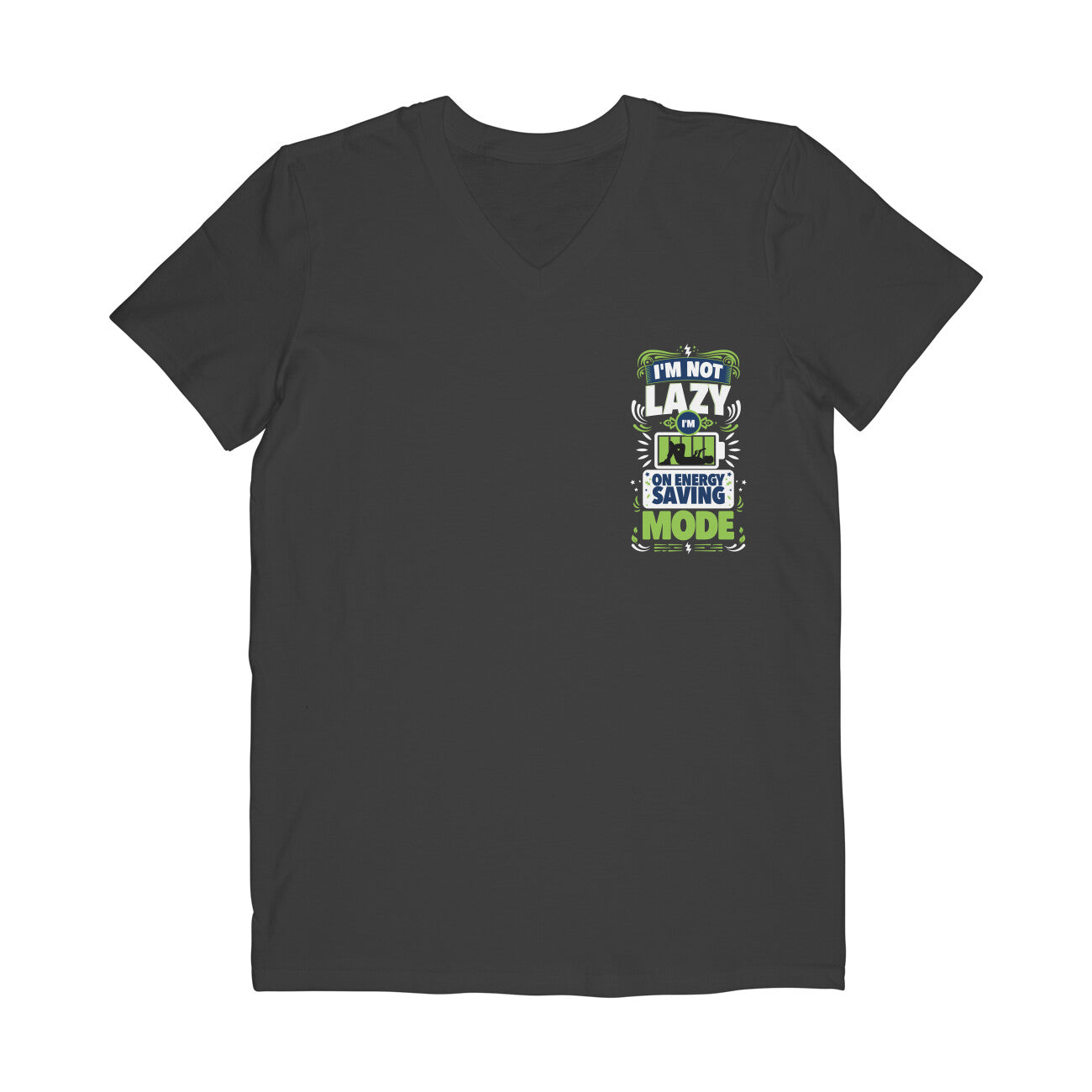 Comfy V-Neck T-Shirt: Not Lazy – Soft Cotton Relaxed Fit Tee – Black