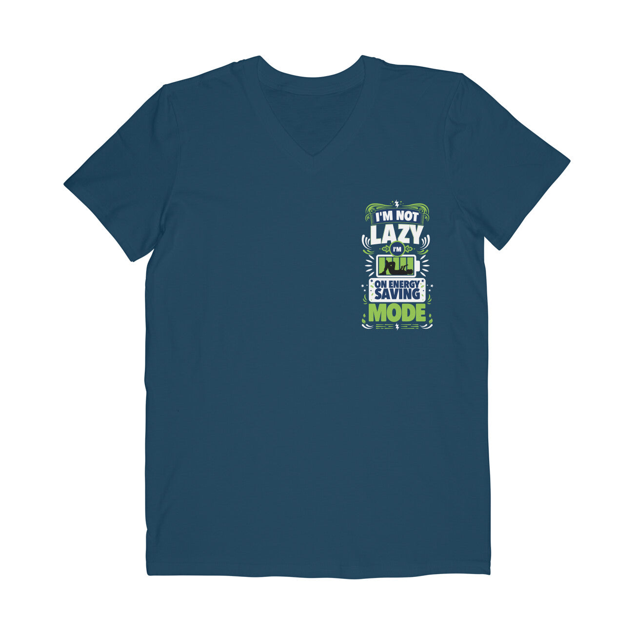 Comfy V-Neck T-Shirt: Not Lazy – Soft Cotton Relaxed Fit Tee – Navy Blue