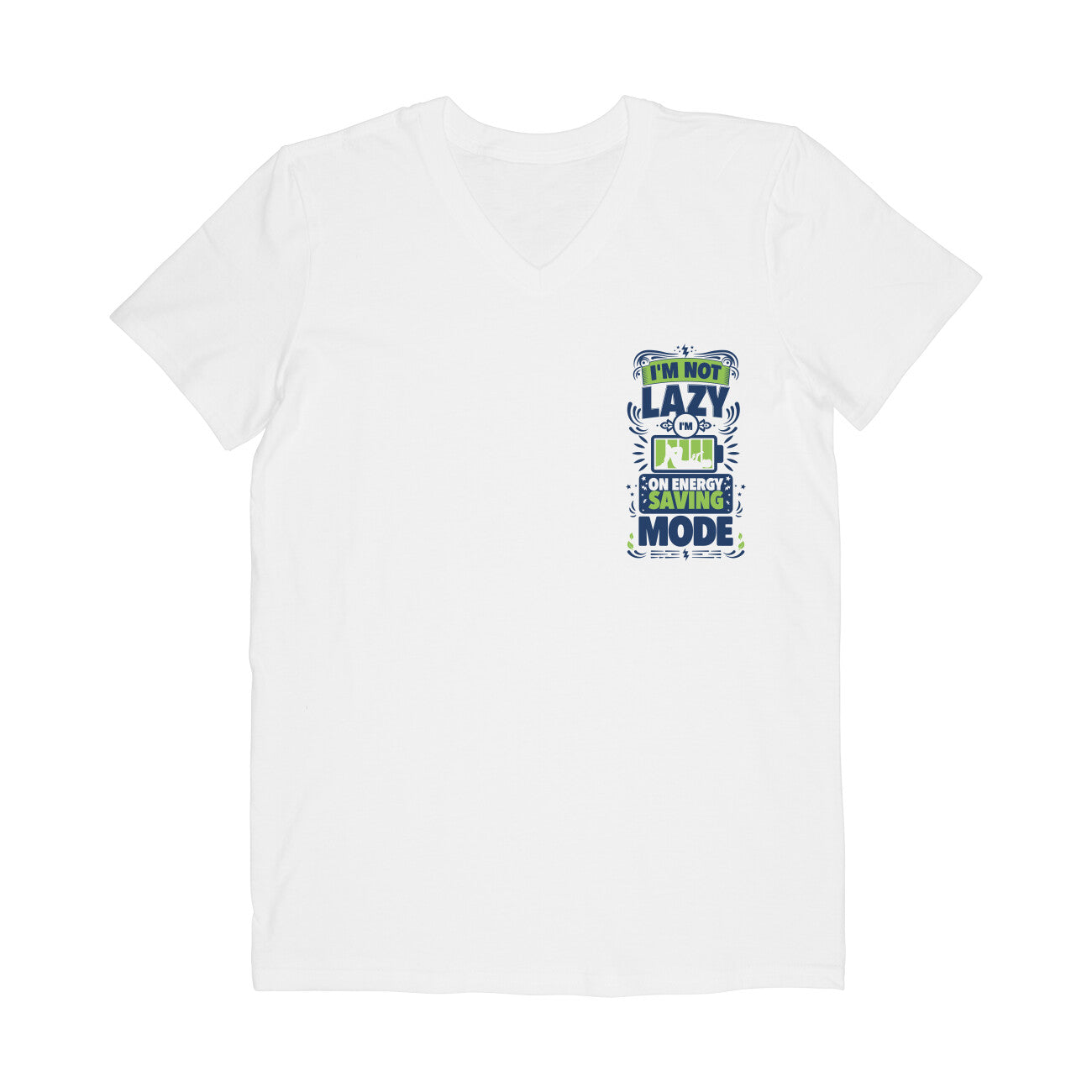 Comfy V-Neck T-Shirt: Not Lazy – Soft Cotton Relaxed Fit Tee – White