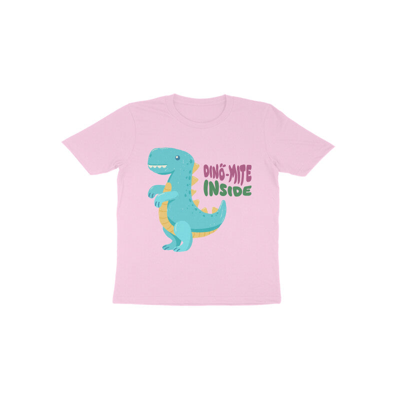 Front View - Dino-mite Kids T-shirt - Tootypop Pink
