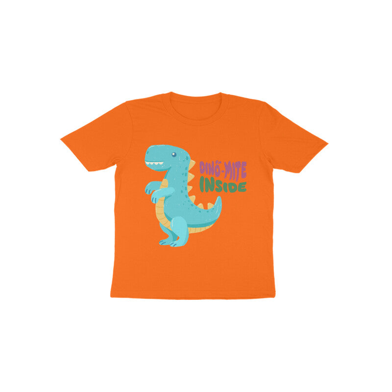 Front View - Dino-mite Kids T-shirt - Tootypop Orange