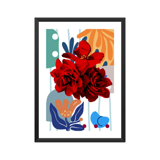 Bold Floral Framed Wall Art for Home Decor i - 5004582
