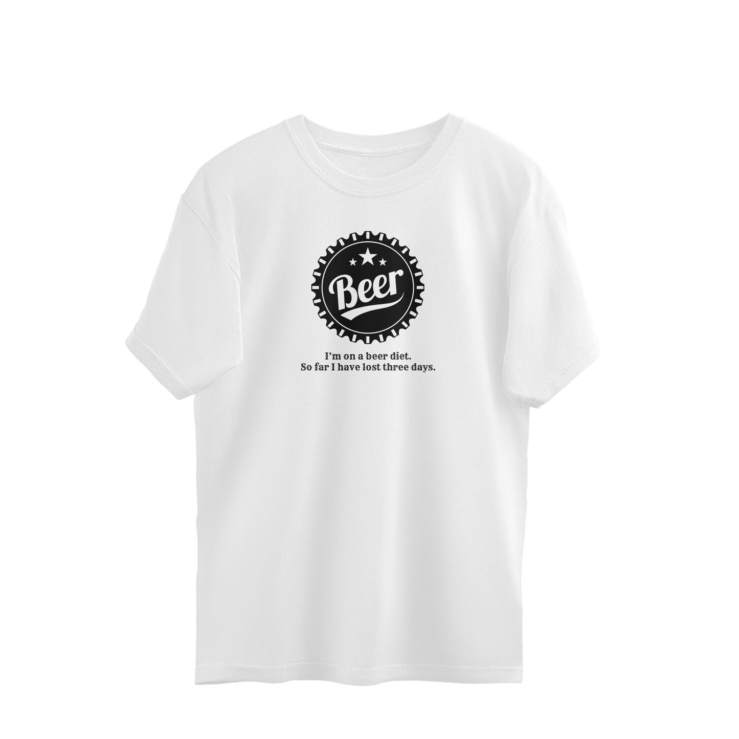 White Oversized Drinking Humour Tee Front View - 5042376