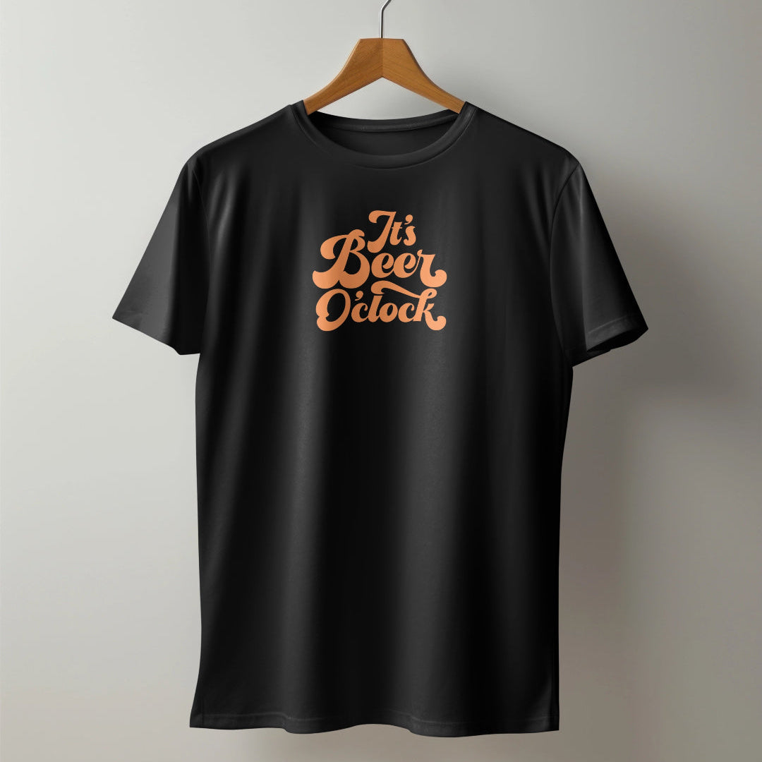 Funny Beer T-Shirt – It’s Beer O’Clock Retro Tee | Quirky Beer Drinking T-Shirt for Men | Pub Crawl T-Shirt | Beer Lover’s Oversized T-Shirt