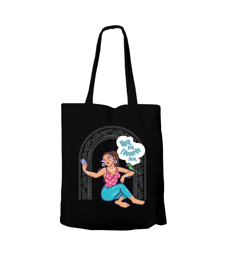 Women's Graphic Tote Bag –bengal art with a Modern Twist BLACK colour