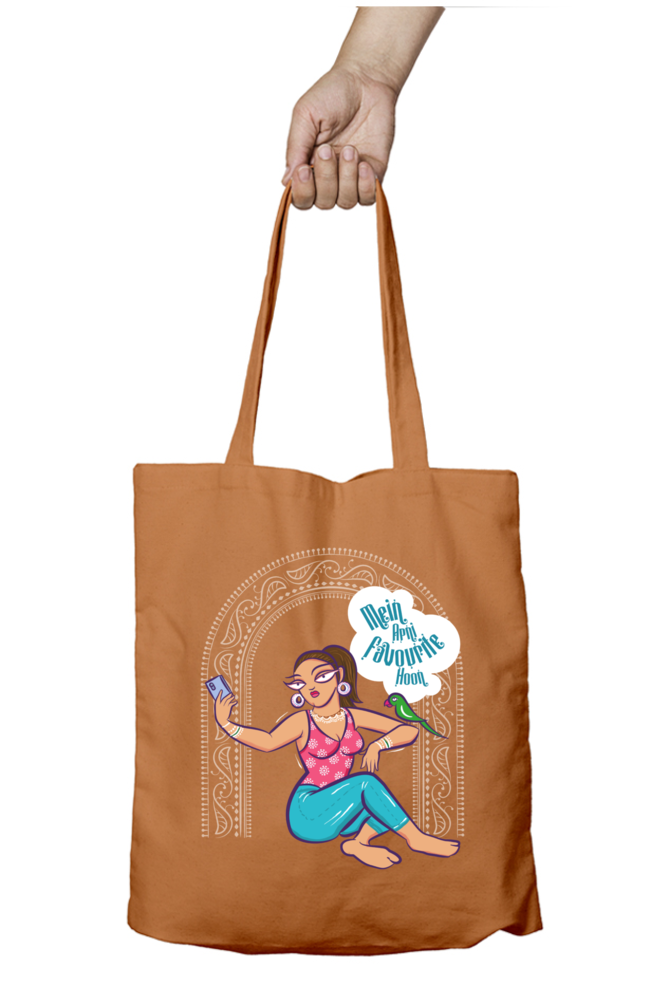 Women's Graphic Tote Bag FRONT- bengal art with a Modern Twist Khaki colour
