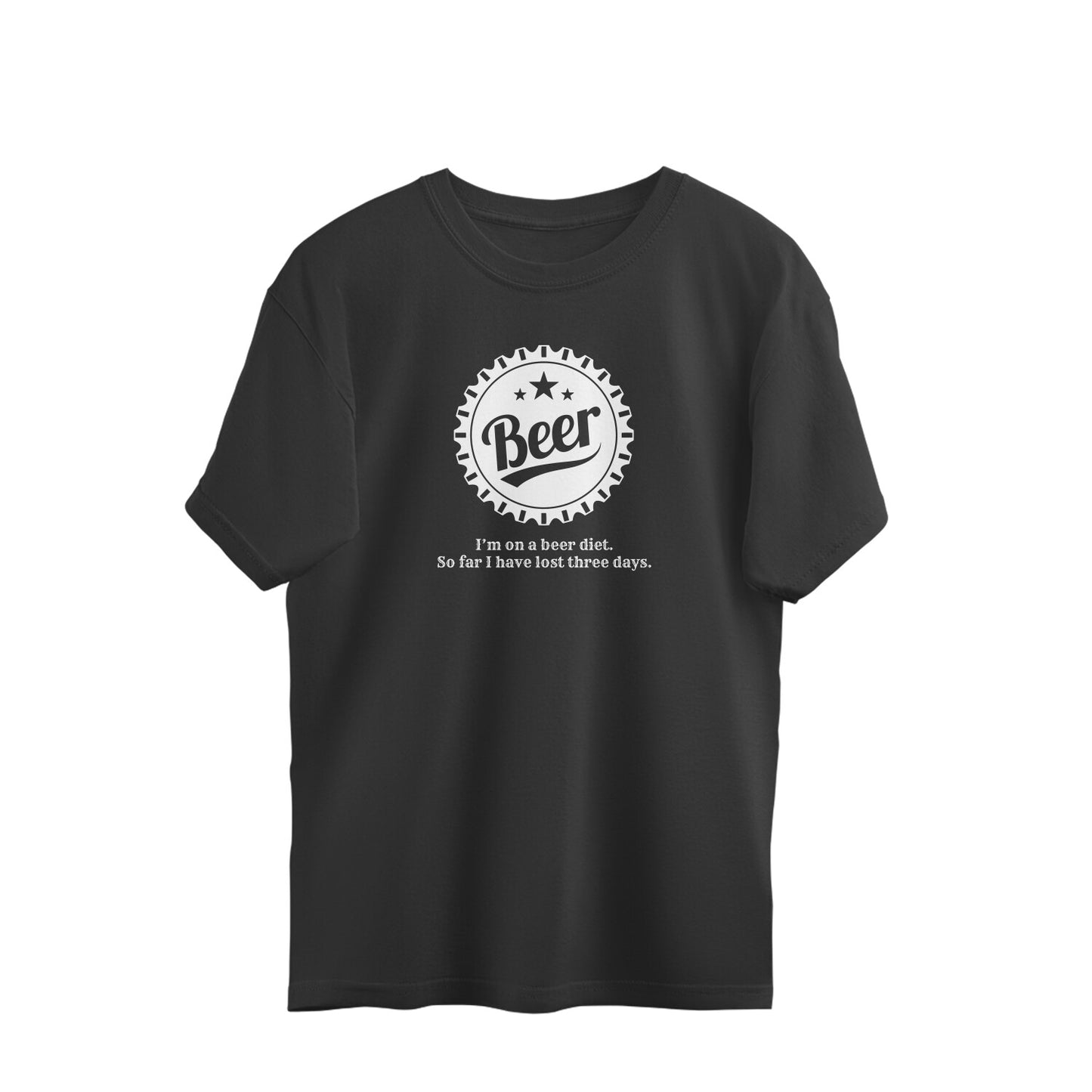 Black Beer Lover’s Oversized T-Shirt – Funny Drinking Tee Front View - 5042374 
